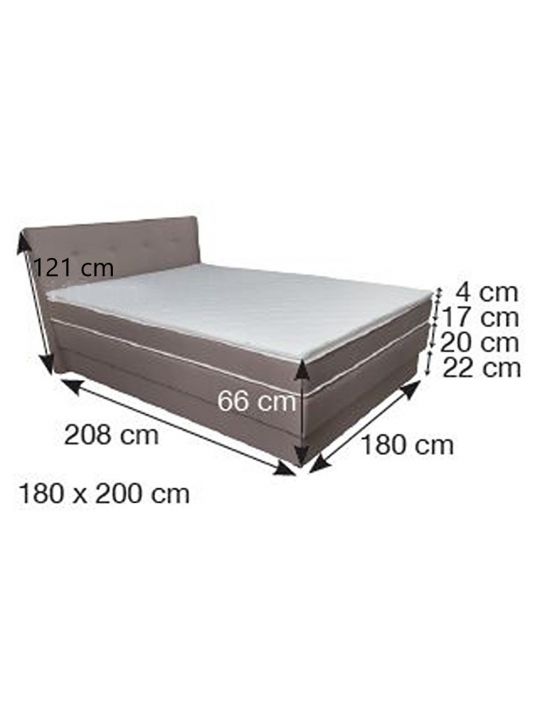 Box spring postelja MERLIN POCKET  (siva - Orion 102, 145x208x121)