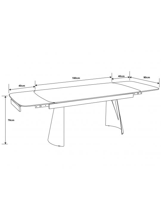 Extension table VENOM (160+40+40)x90x76 cm white & blue