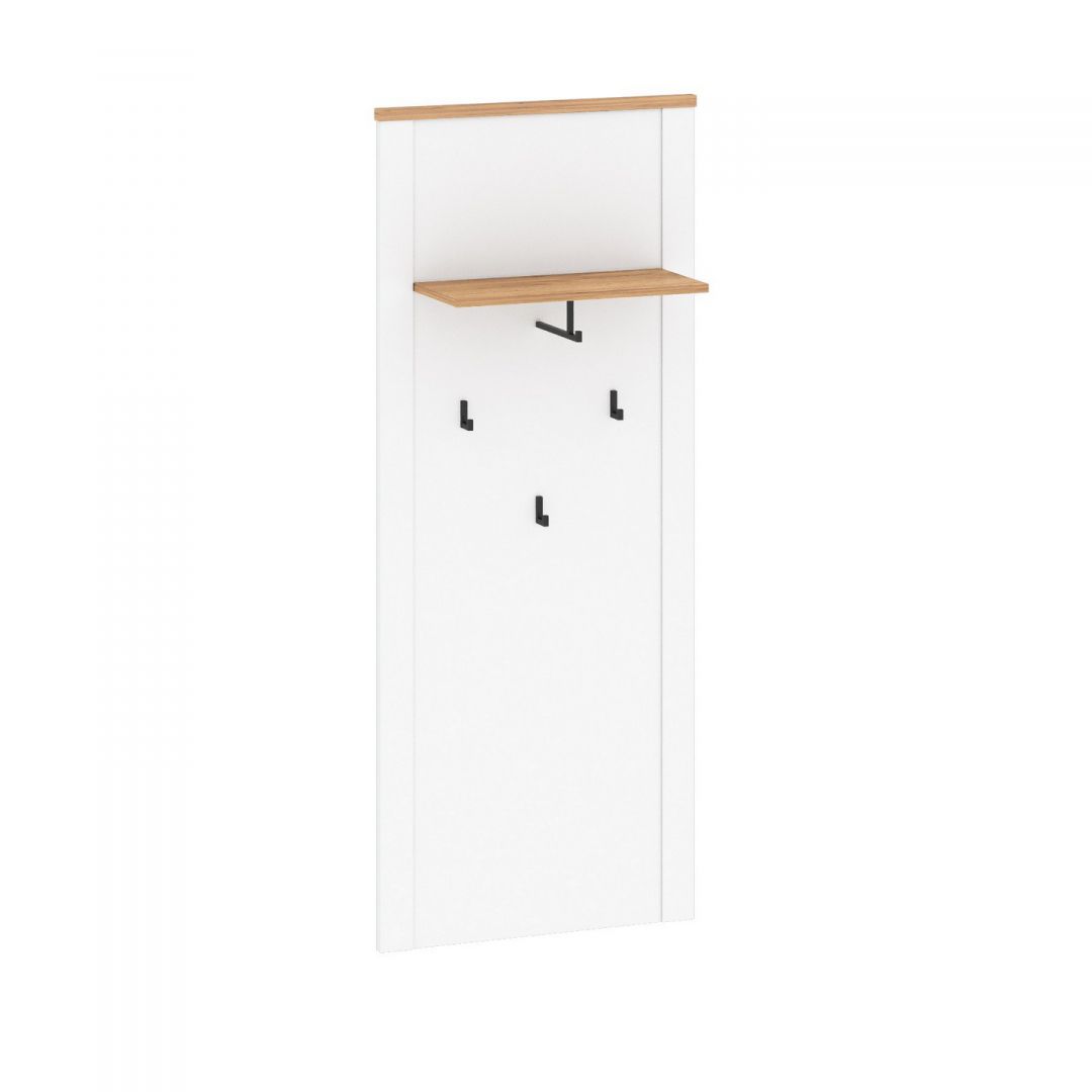 Hall unit TEOLO 5 white + oak (Lanzette Y, color nimfea alba / oak craft gold)