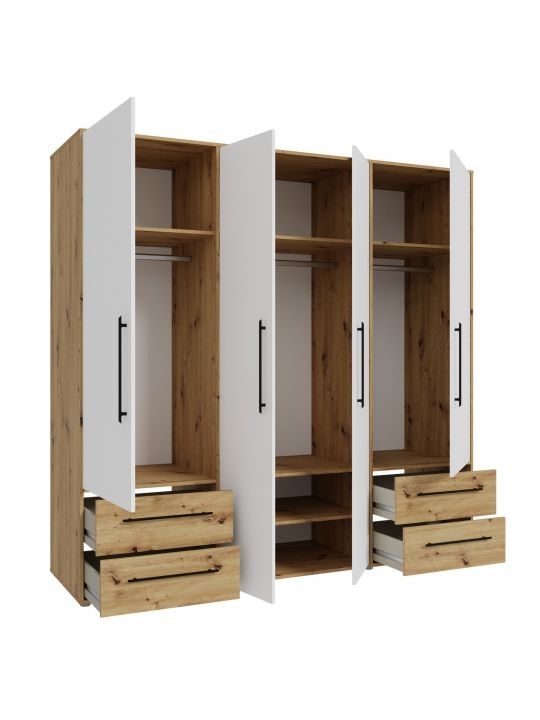 Wardrobe MOKKARIS oak+white MKSS846-C830